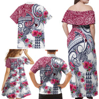 Hawaii Kakau Mix Paisley Pattern Family Matching Off Shoulder Maxi Dress and Hawaiian Shirt Polynesian Tropical Unique Style LT01 - Polynesian Pride