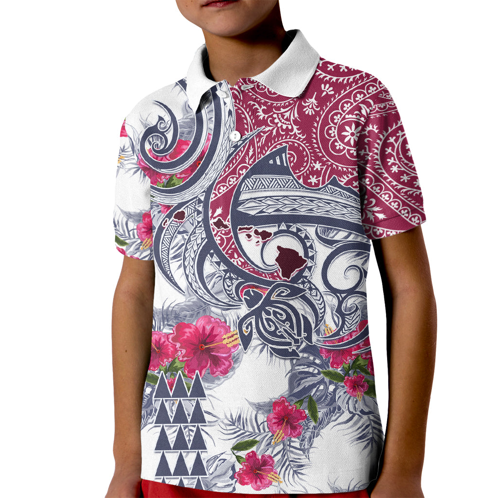 Hawaii Kakau Mix Paisley Pattern Kid Polo Shirt Polynesian Tropical Unique Style LT01 Kid White - Polynesian Pride