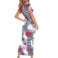 Hawaii Kakau Mix Paisley Pattern Short Sleeve Bodycon Dress Polynesian Tropical Unique Style LT01 - Polynesian Pride