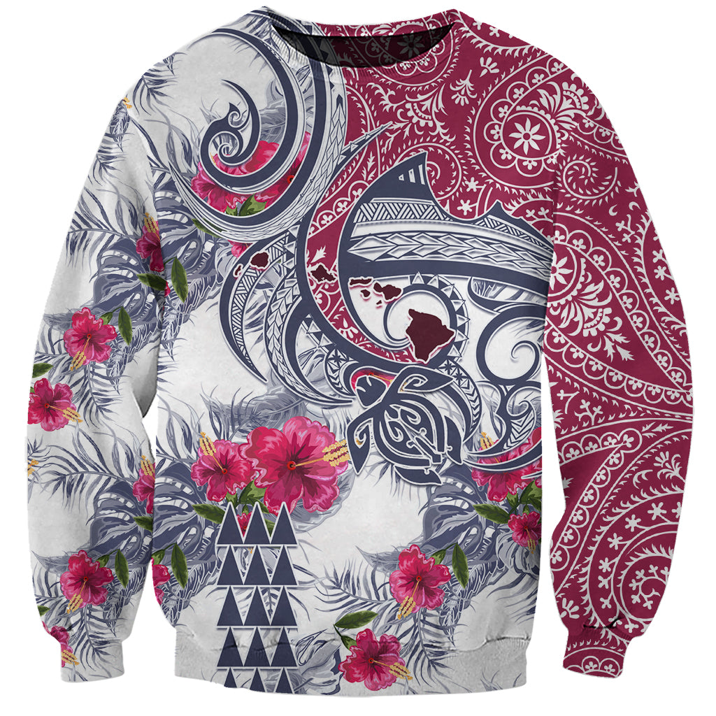 Hawaii Kakau Mix Paisley Pattern Sweatshirt Polynesian Tropical Unique Style LT01 Unisex White - Polynesian Pride