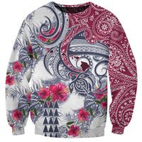 Hawaii Kakau Mix Paisley Pattern Sweatshirt Polynesian Tropical Unique Style LT01 Unisex White - Polynesian Pride