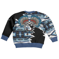 Native American Chief Skull With Axe Kid Ugly Christmas Sweater - Polynesian Pride