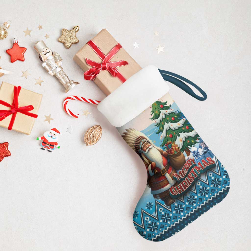 Native American Santa Claus Christmas Stocking Merry Christmas 2025 - Polynesian Pride