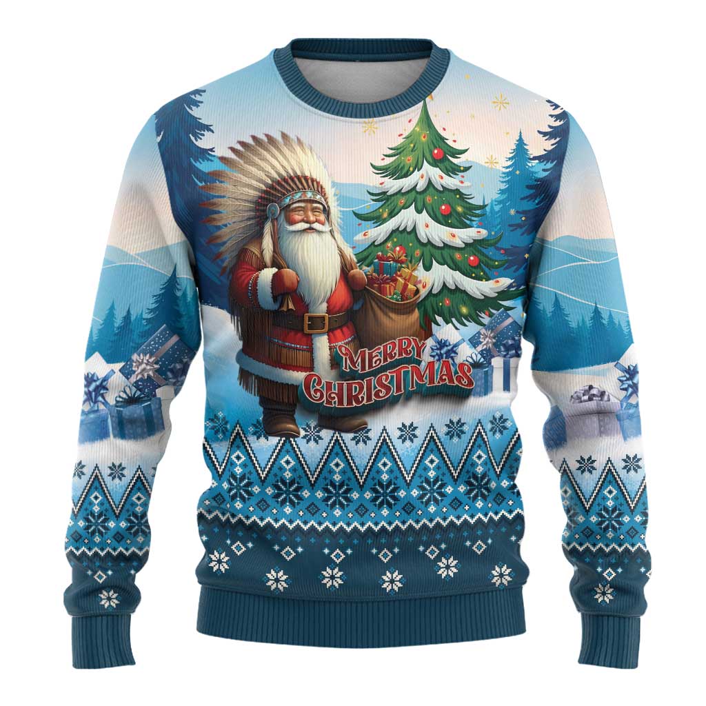 Personalized Native American Santa Claus Ugly Christmas Sweater Merry Christmas 2025 - Polynesian Pride