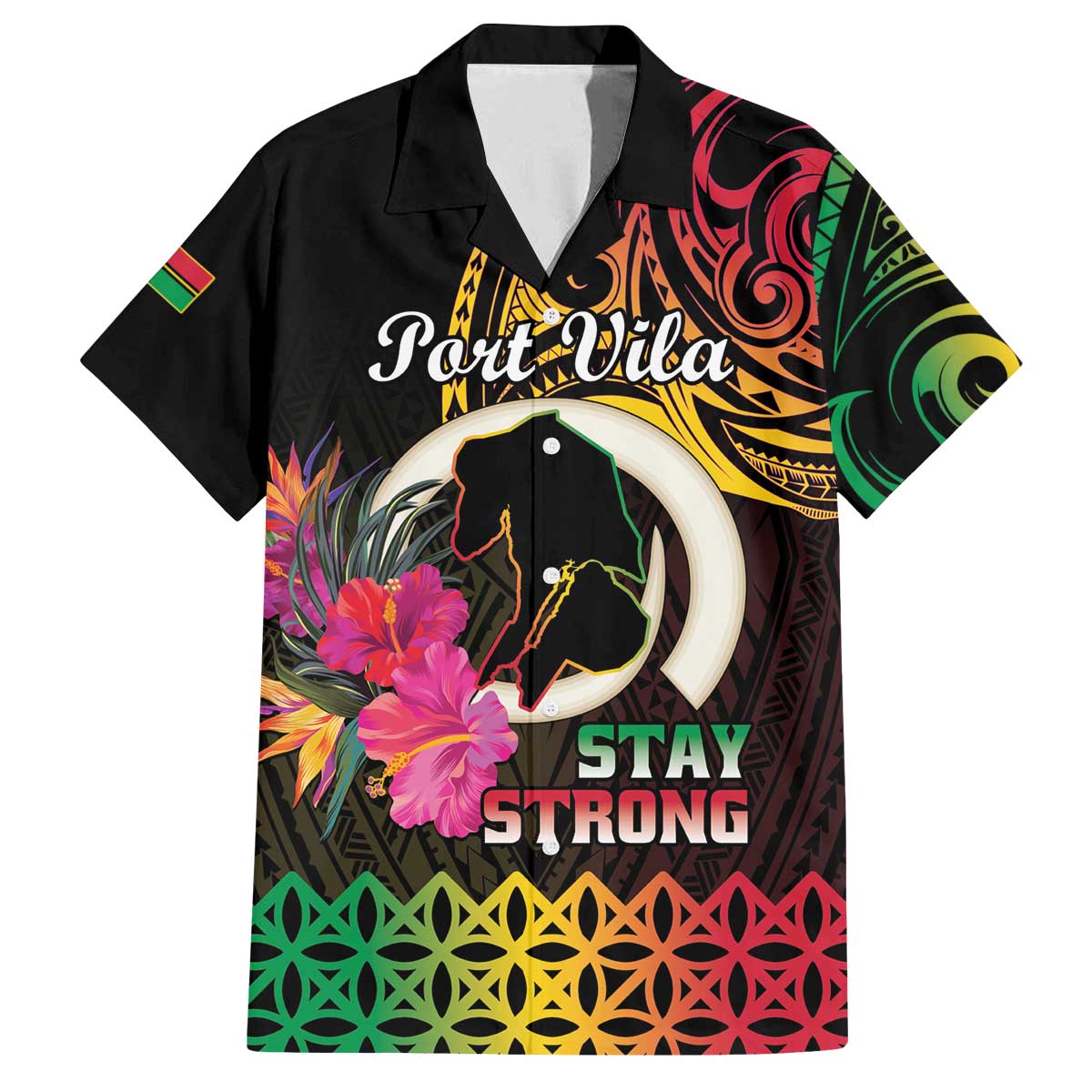 Personalised Vanuatu Port Vila Stay Strong Family Matching Off The Shoulder Long Sleeve Dress and Hawaiian Shirt Long God Yumi Stanap