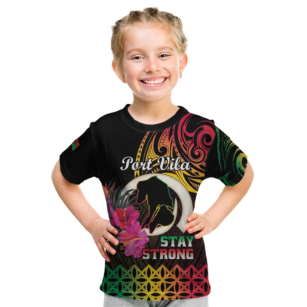 Personalised Vanuatu Port Vila Stay Strong Kid T Shirt Long God Yumi Stanap