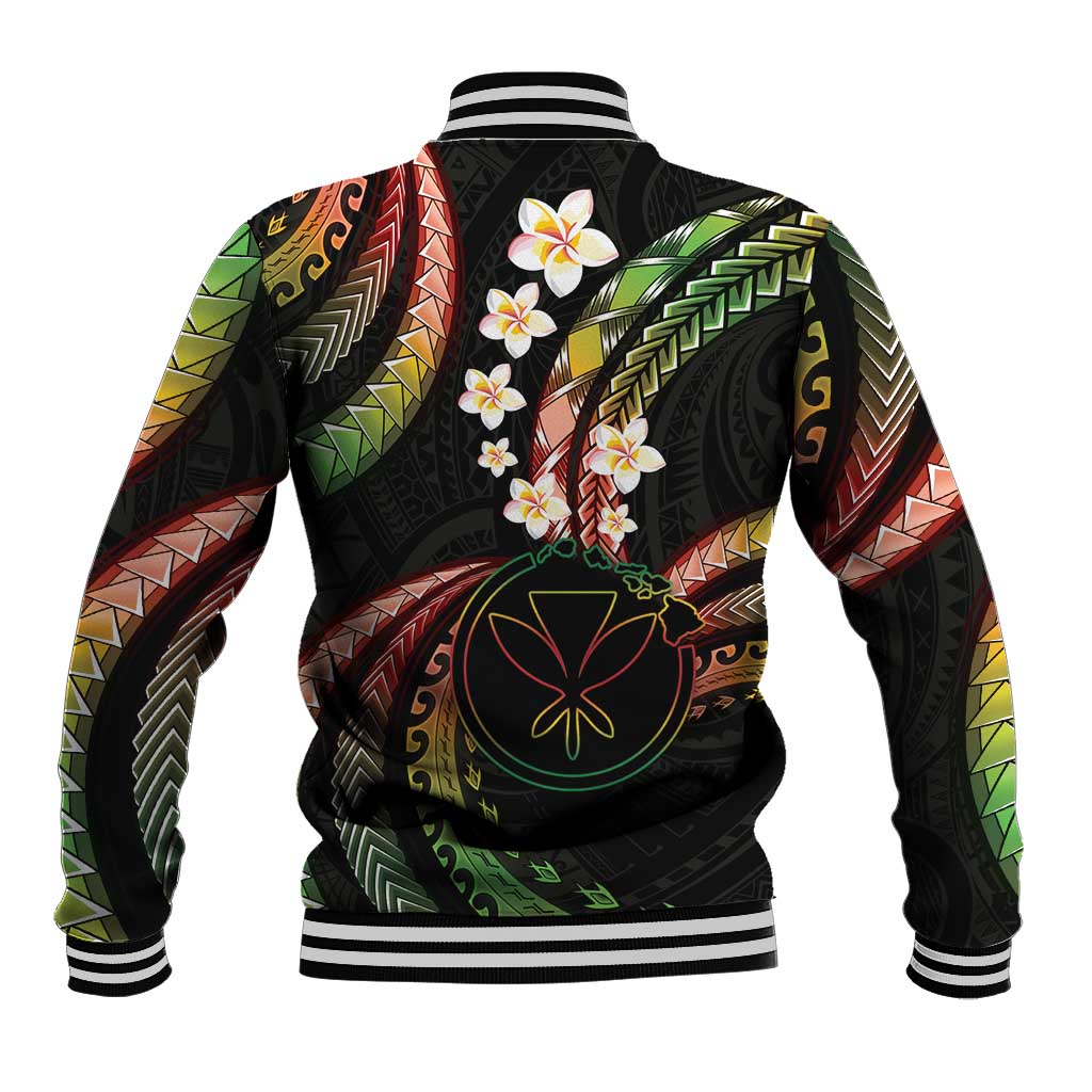 Hawaii Map Kanaka Maoli Baseball Jacket Fantastic Frangipani Reggae
