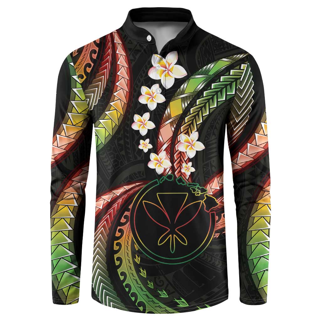 Hawaii Map Kanaka Maoli Button Sweatshirt Fantastic Frangipani Reggae