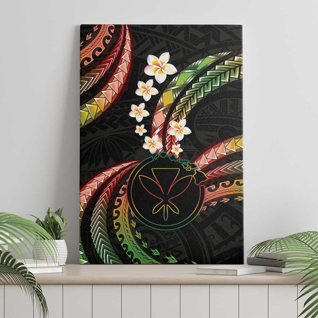 Hawaii Map Kanaka Maoli Canvas Wall Art Fantastic Frangipani Reggae