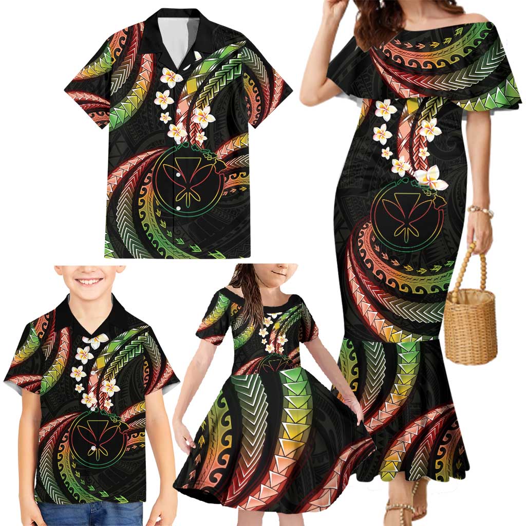 Hawaii Map Kanaka Maoli Family Matching Mermaid Dress and Hawaiian Shirt Fantastic Frangipani Reggae