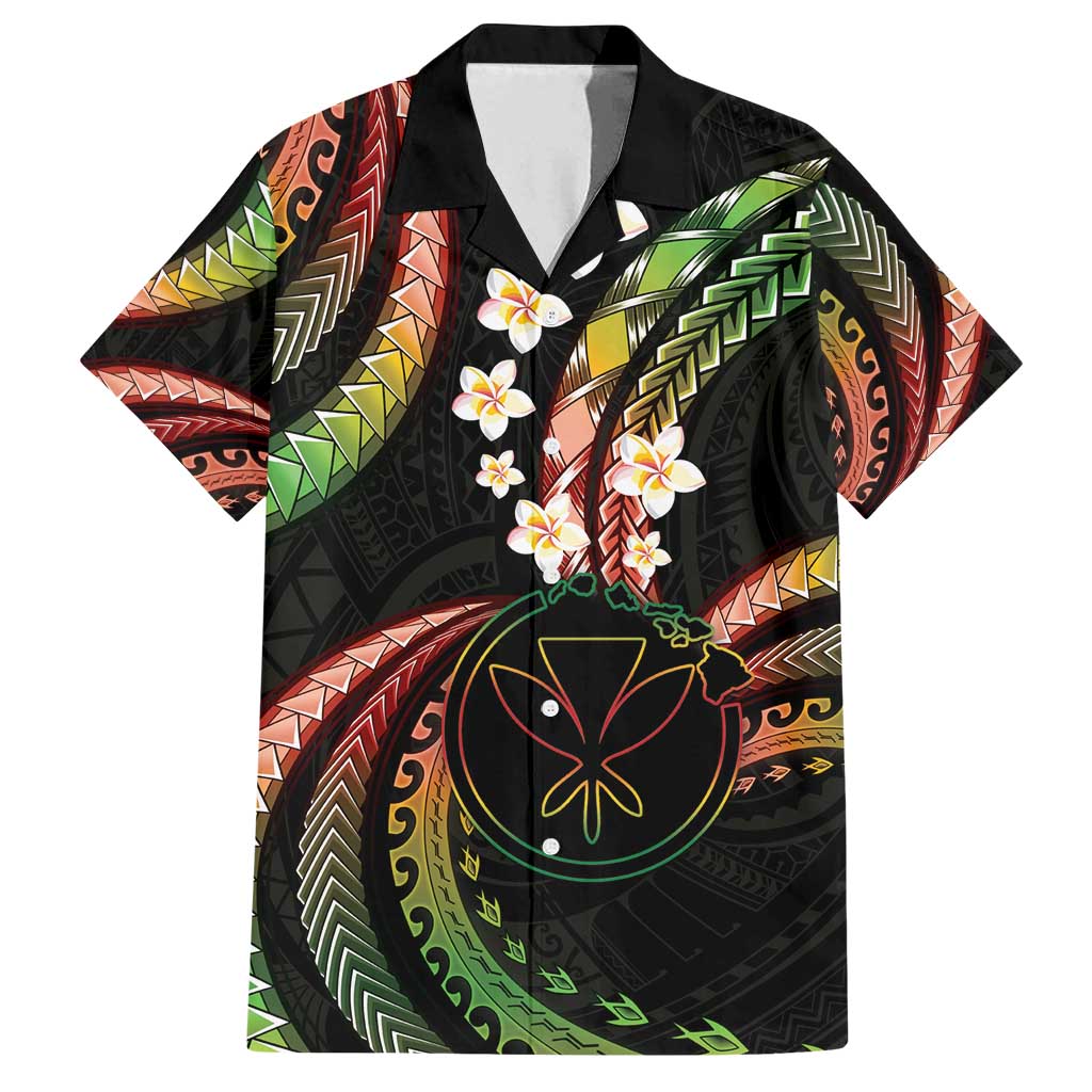 Hawaii Map Kanaka Maoli Family Matching Off Shoulder Short Dress and Hawaiian Shirt Fantastic Frangipani Reggae