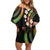 Hawaii Map Kanaka Maoli Family Matching Off Shoulder Short Dress and Hawaiian Shirt Fantastic Frangipani Reggae