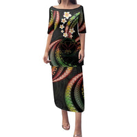 Hawaii Map Kanaka Maoli Family Matching Puletasi and Hawaiian Shirt Fantastic Frangipani Reggae