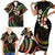 Hawaii Map Kanaka Maoli Family Matching Short Sleeve Bodycon Dress and Hawaiian Shirt Fantastic Frangipani Reggae