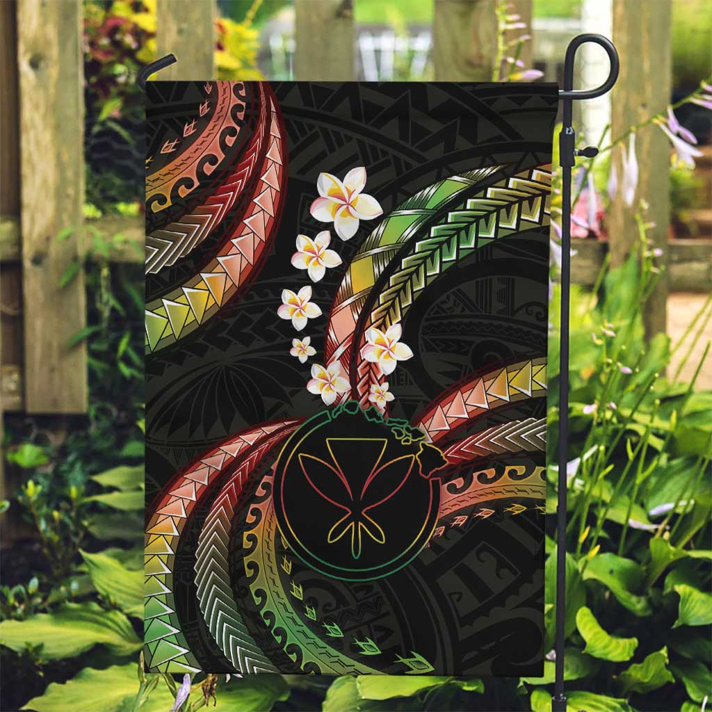 Hawaii Map Kanaka Maoli Garden Flag Fantastic Frangipani Reggae