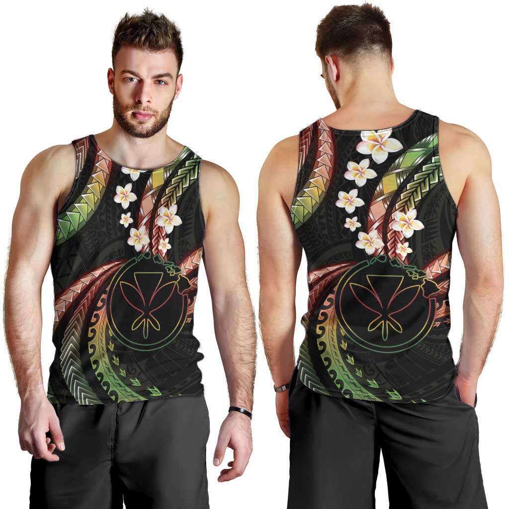 Hawaii Map Kanaka Maoli Men Tank Top Fantastic Frangipani Reggae