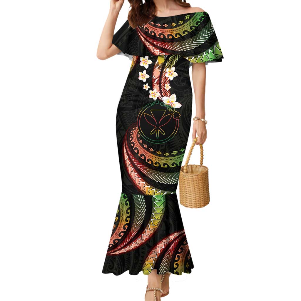 Hawaii Map Kanaka Maoli Mermaid Dress Fantastic Frangipani Reggae