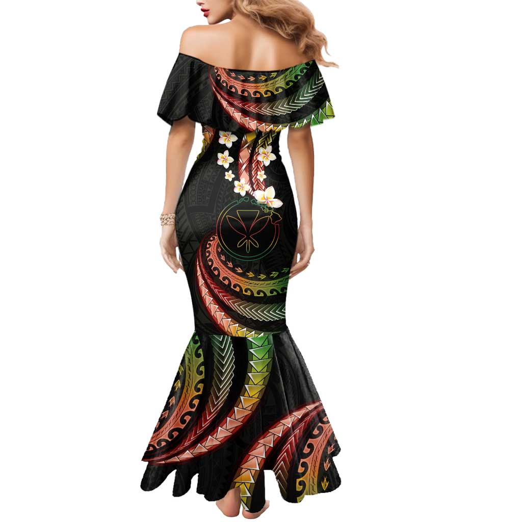 Hawaii Map Kanaka Maoli Mermaid Dress Fantastic Frangipani Reggae
