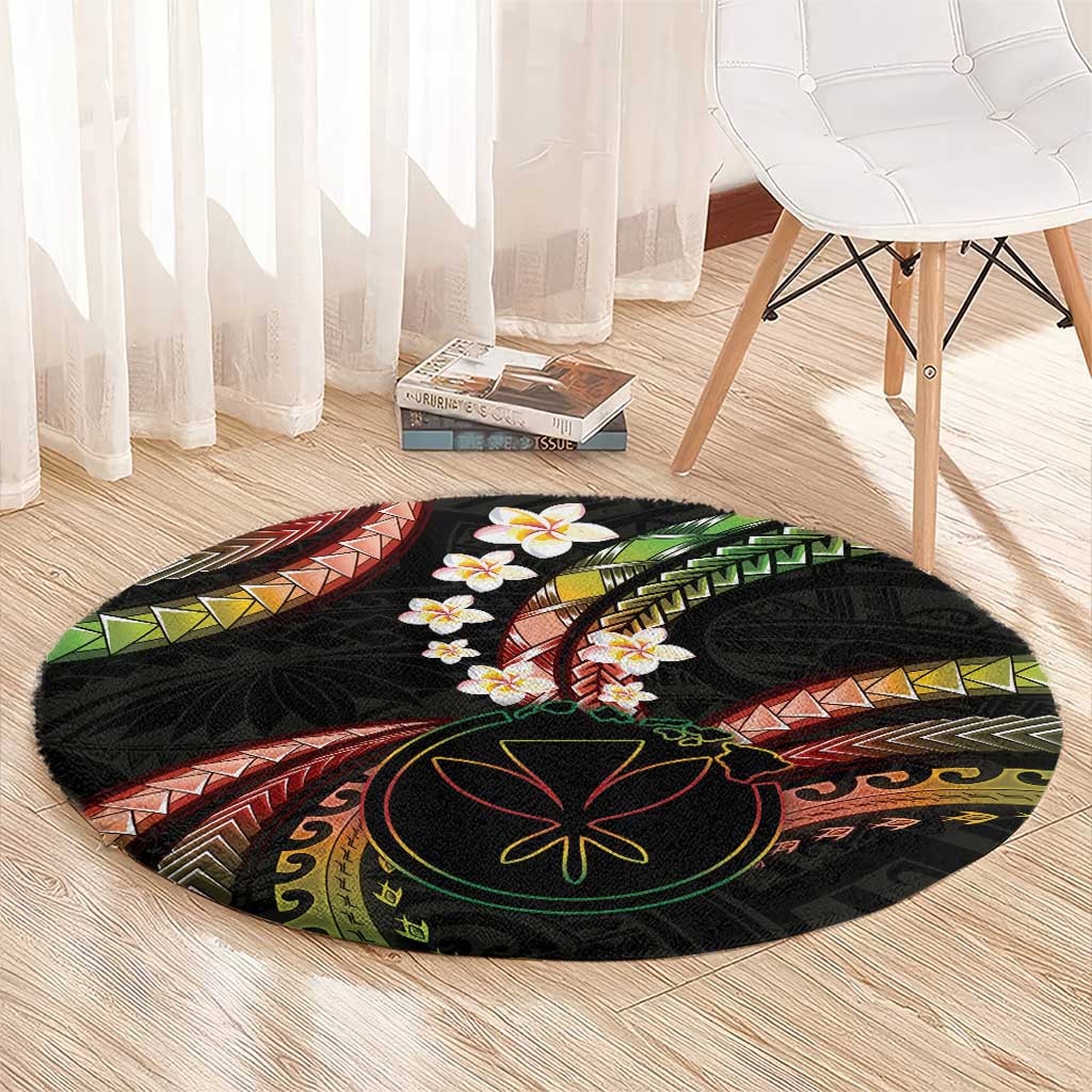 Hawaii Map Kanaka Maoli Round Carpet Fantastic Frangipani Reggae