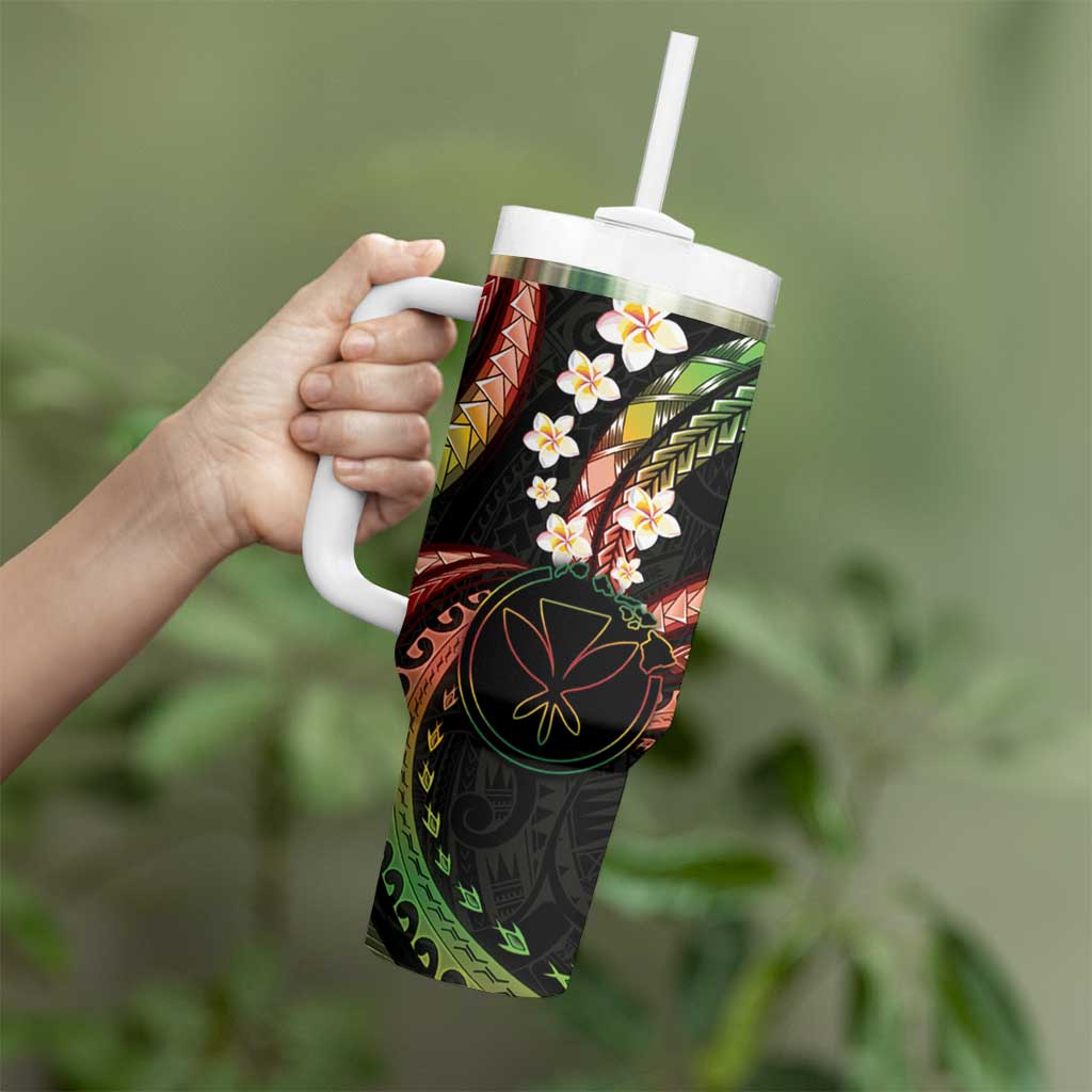 Hawaii Map Kanaka Maoli Tumbler With Handle Fantastic Frangipani Reggae
