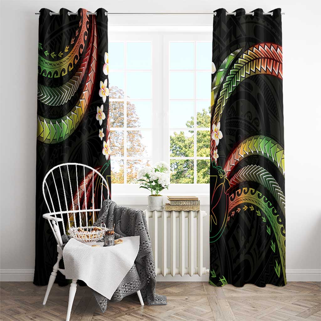 Hawaii Map Kanaka Maoli Window Curtain Fantastic Frangipani Reggae
