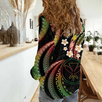 Hawaii Map Kanaka Maoli Women Casual Shirt Fantastic Frangipani Reggae