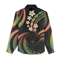 Hawaii Map Kanaka Maoli Women Casual Shirt Fantastic Frangipani Reggae