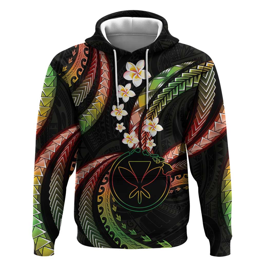Hawaii Map Kanaka Maoli Zip Hoodie Fantastic Frangipani Reggae