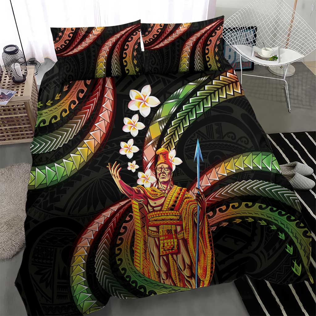 Hawaii King Kamehameha Bedding Set Fantastic Plumeria Reggae