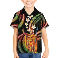 Hawaii King Kamehameha Family Matching Off Shoulder Maxi Dress and Hawaiian Shirt Fantastic Plumeria Reggae
