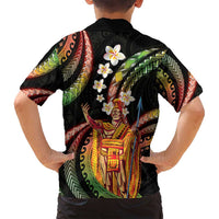 Hawaii King Kamehameha Family Matching Off Shoulder Short Dress and Hawaiian Shirt Fantastic Plumeria Reggae
