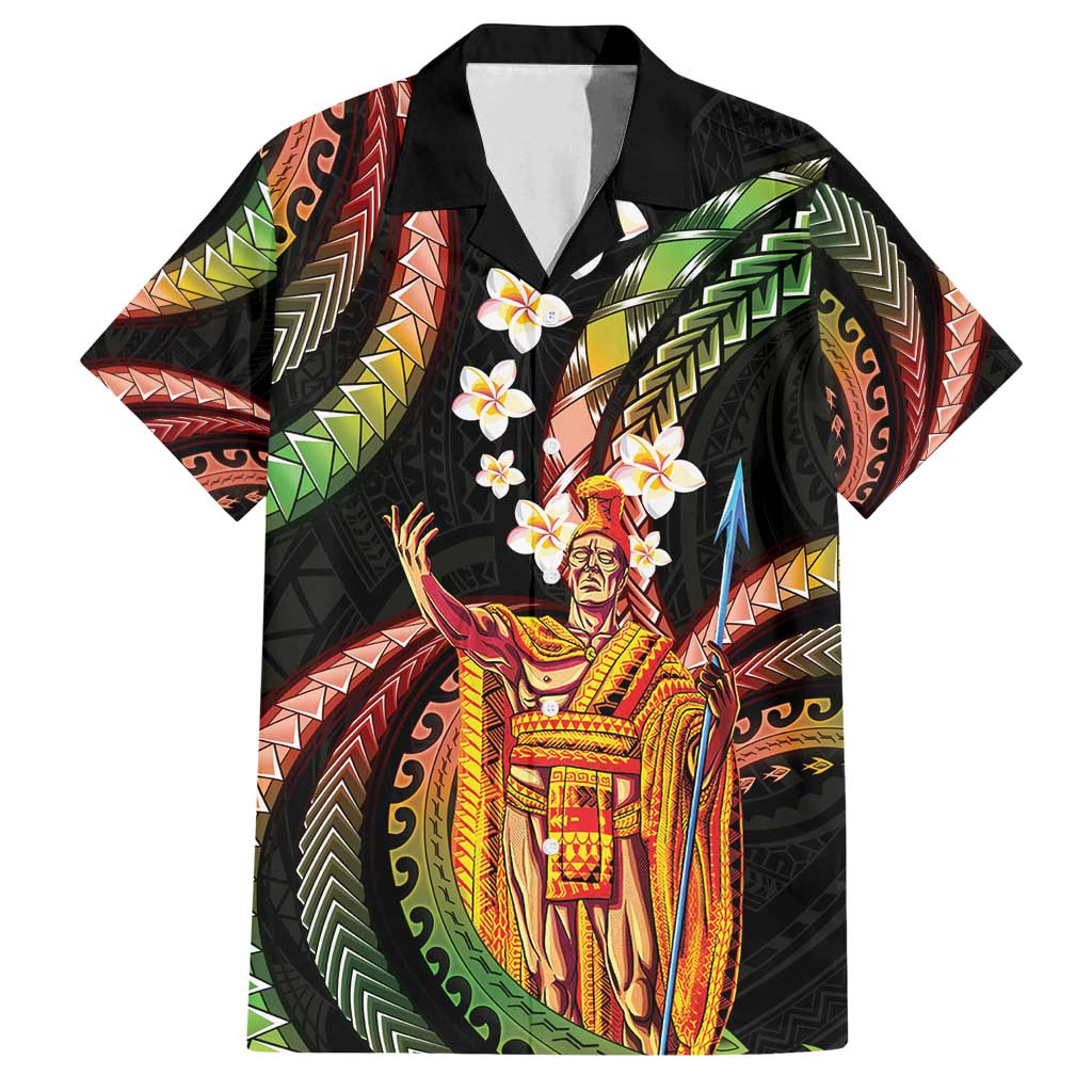 Hawaii King Kamehameha Family Matching Off Shoulder Short Dress and Hawaiian Shirt Fantastic Plumeria Reggae