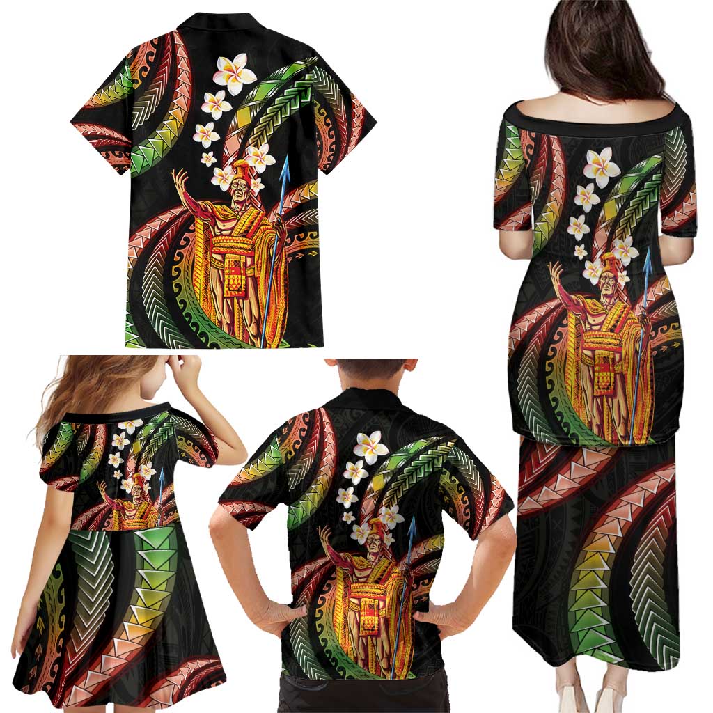 Hawaii King Kamehameha Family Matching Puletasi and Hawaiian Shirt Fantastic Plumeria Reggae