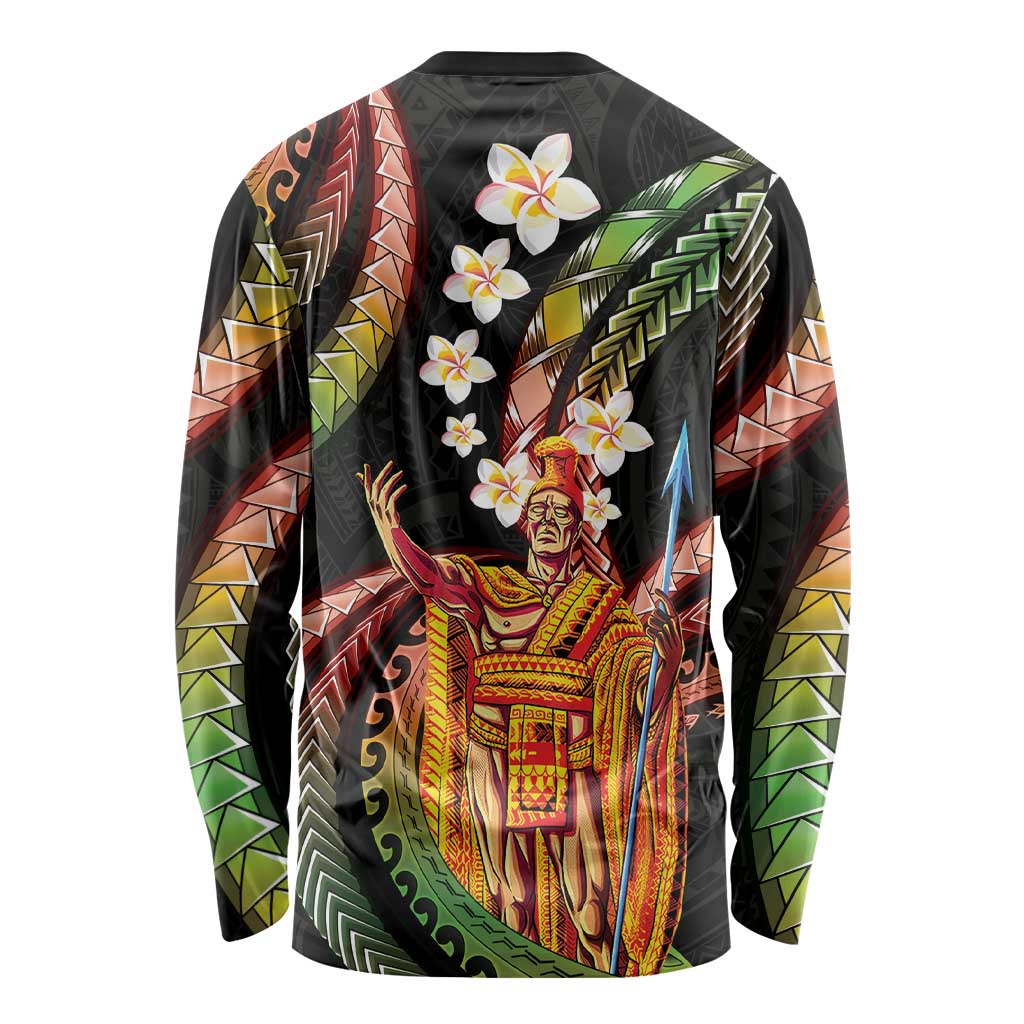Hawaii King Kamehameha Long Sleeve Shirt Fantastic Plumeria Reggae