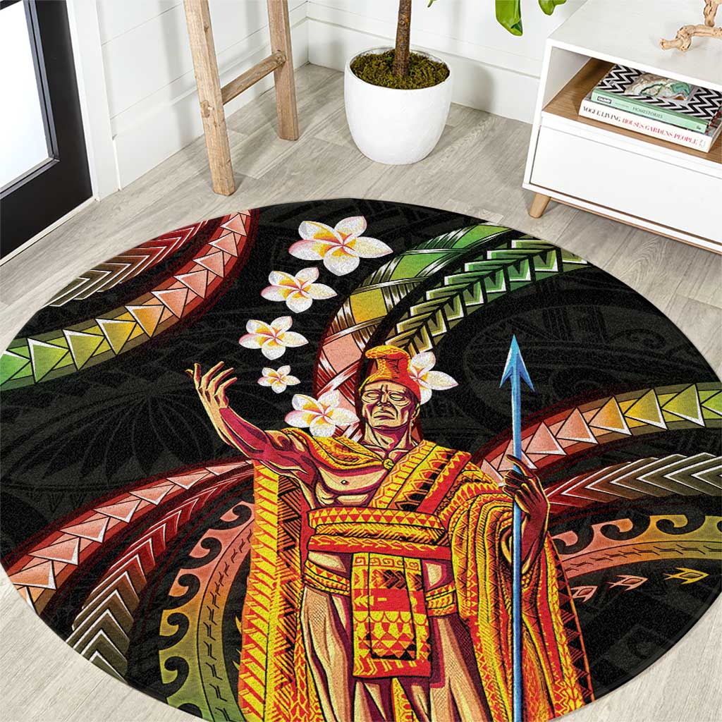Hawaii King Kamehameha Round Carpet Fantastic Plumeria Reggae