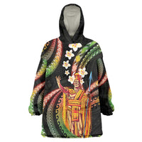 Hawaii King Kamehameha Wearable Blanket Hoodie Fantastic Plumeria Reggae