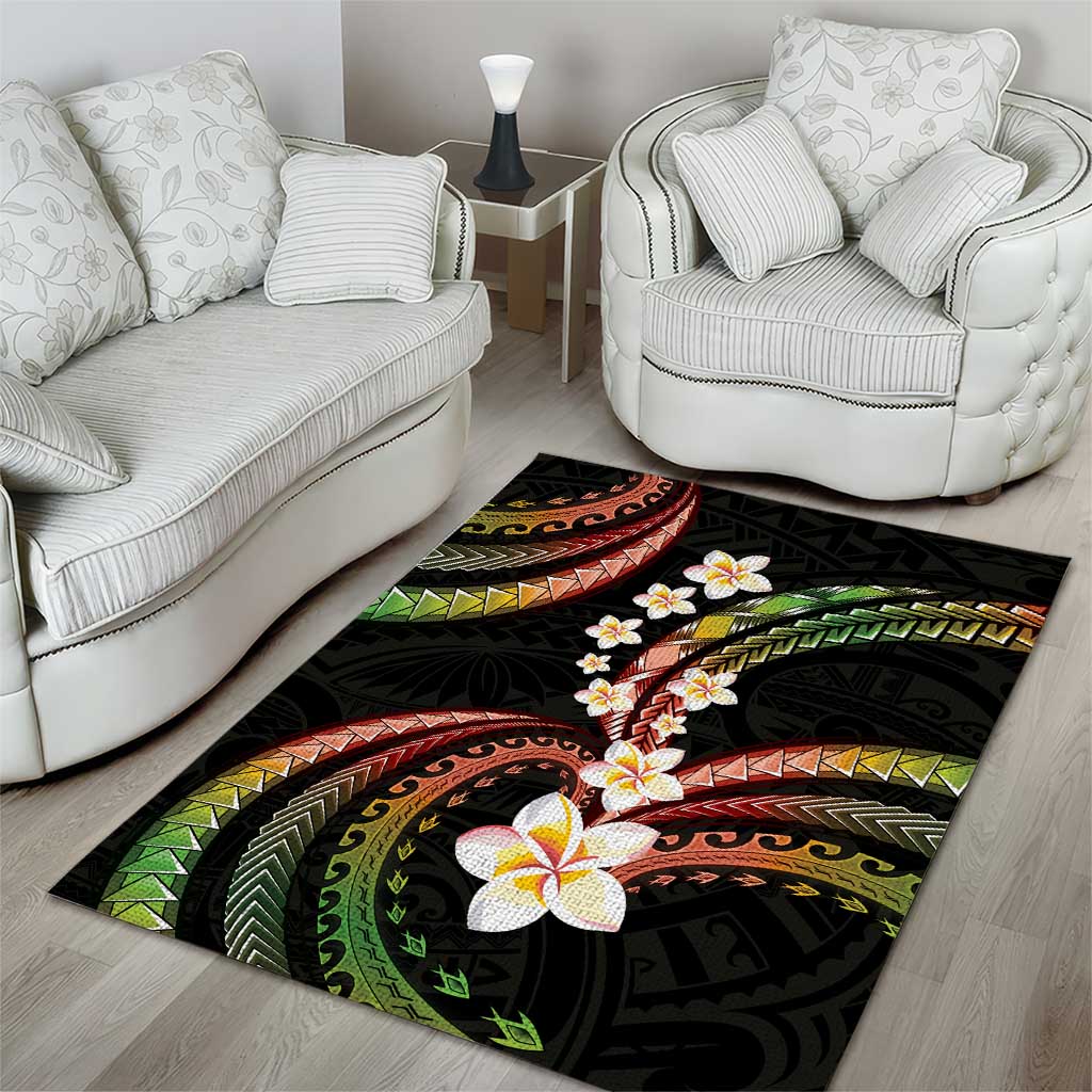 Hawaii Plumeria Reggae Area Rug Polynesian Pattern