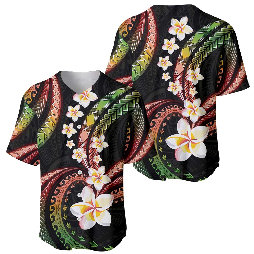 Hawaii Plumeria Reggae Baseball Jersey Polynesian Pattern