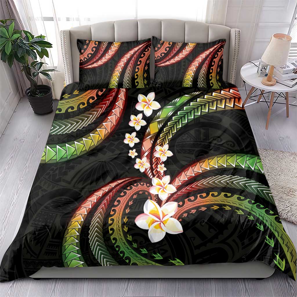 Hawaii Plumeria Reggae Bedding Set Polynesian Pattern