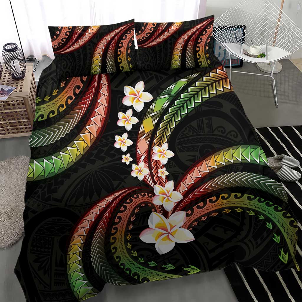 Hawaii Plumeria Reggae Bedding Set Polynesian Pattern