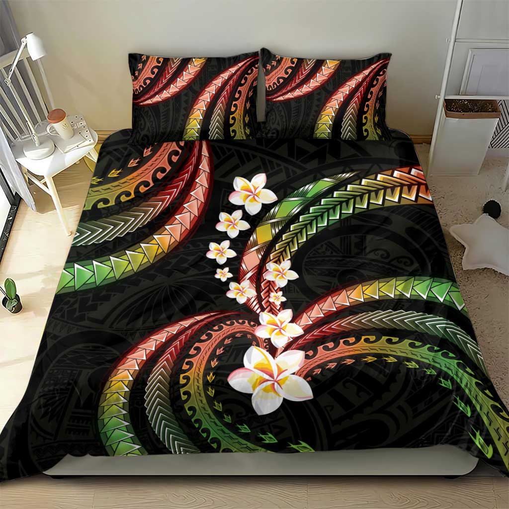 Hawaii Plumeria Reggae Bedding Set Polynesian Pattern