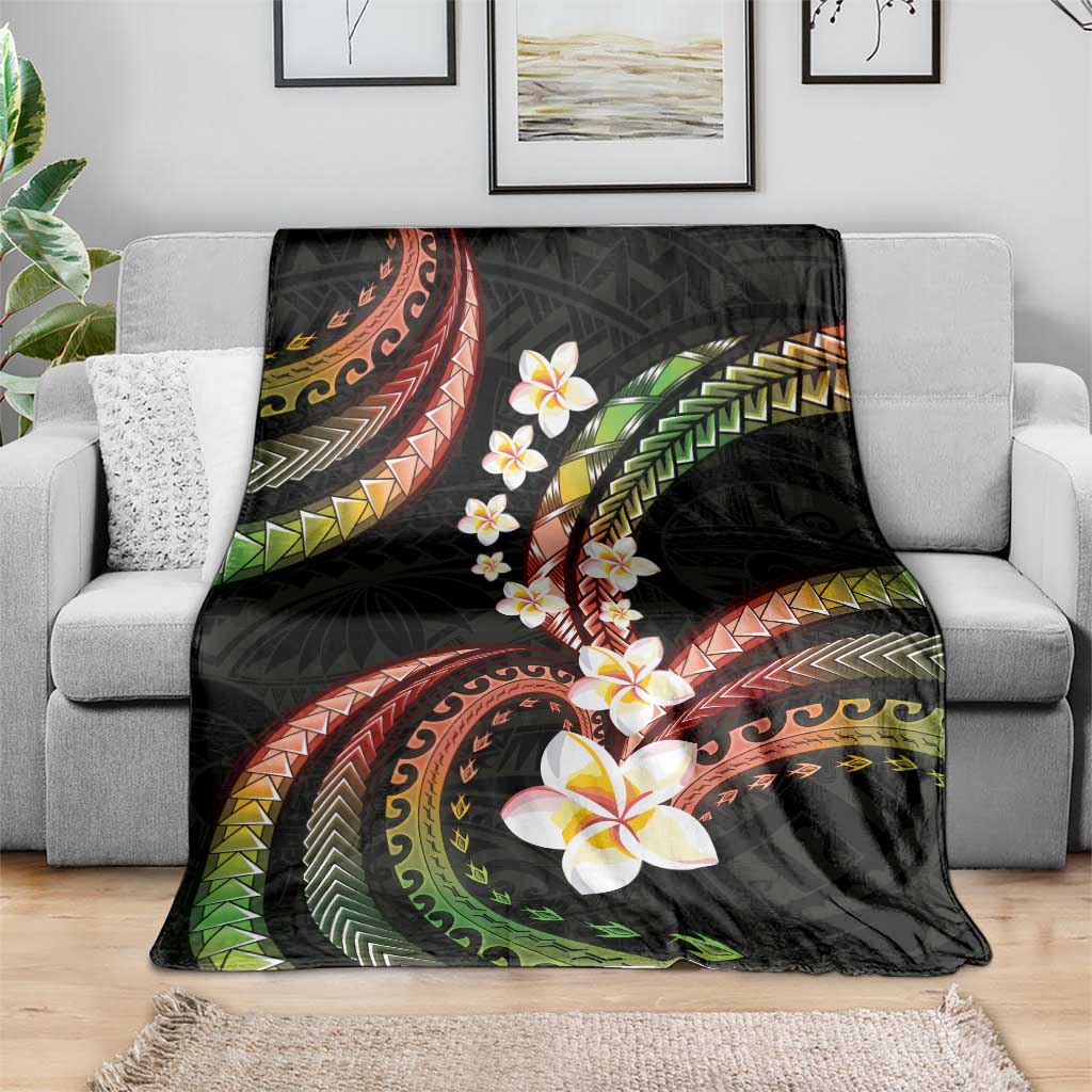 Hawaii Plumeria Reggae Blanket Polynesian Pattern