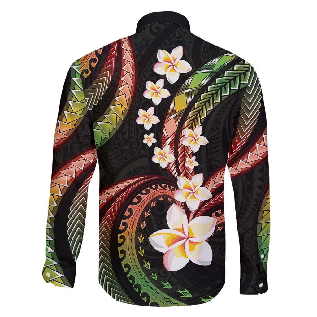 Hawaii Plumeria Reggae Family Matching Off Shoulder Short Dress and Hawaiian Shirt Polynesian Pattern