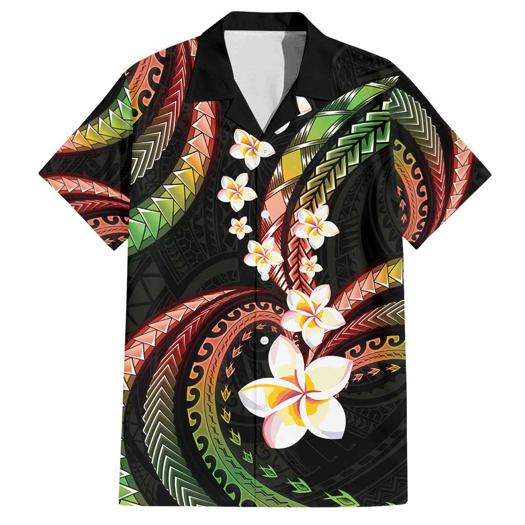 Hawaii Plumeria Reggae Family Matching Tank Maxi Dress and Hawaiian Shirt Polynesian Pattern