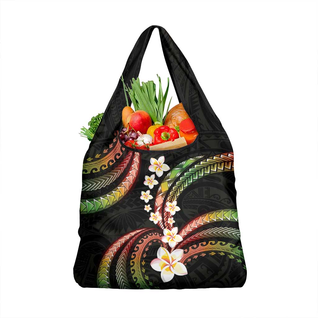 Hawaii Plumeria Reggae Grocery Bag Polynesian Pattern