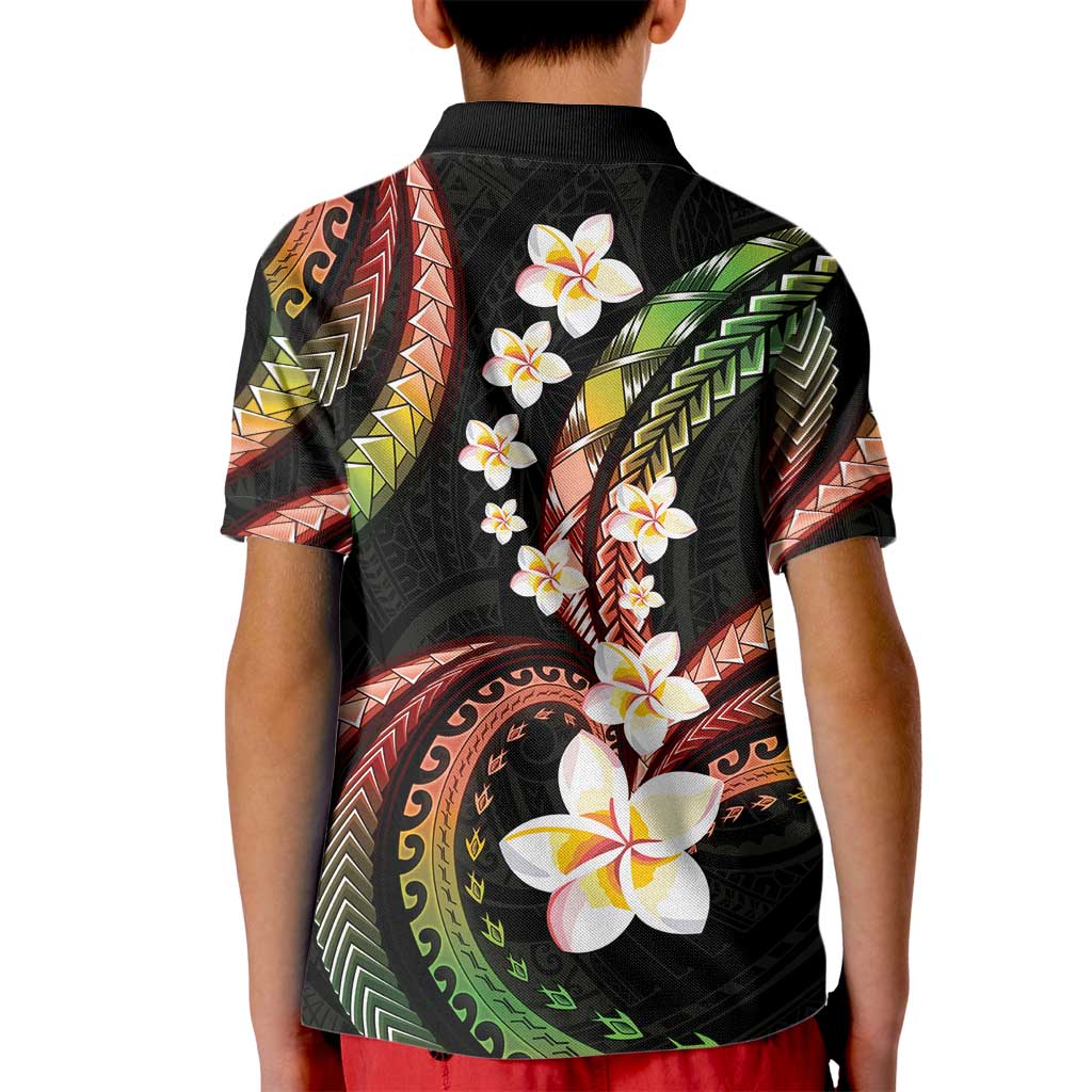 Hawaii Plumeria Reggae Kid Polo Shirt Polynesian Pattern
