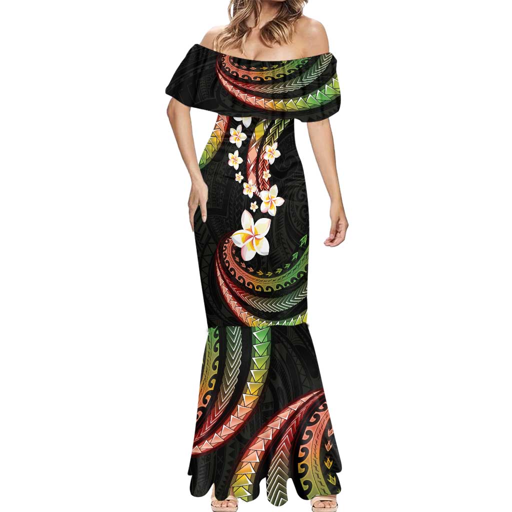 Hawaii Plumeria Reggae Mermaid Dress Polynesian Pattern