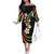 Hawaii Plumeria Reggae Off The Shoulder Long Sleeve Dress Polynesian Pattern