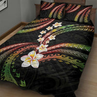 Hawaii Plumeria Reggae Quilt Bed Set Polynesian Pattern