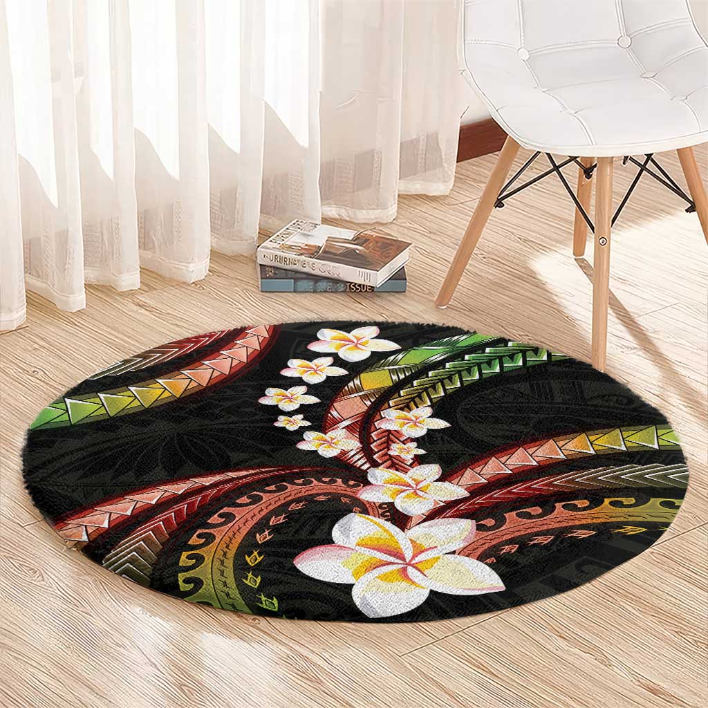 Hawaii Plumeria Reggae Round Carpet Polynesian Pattern